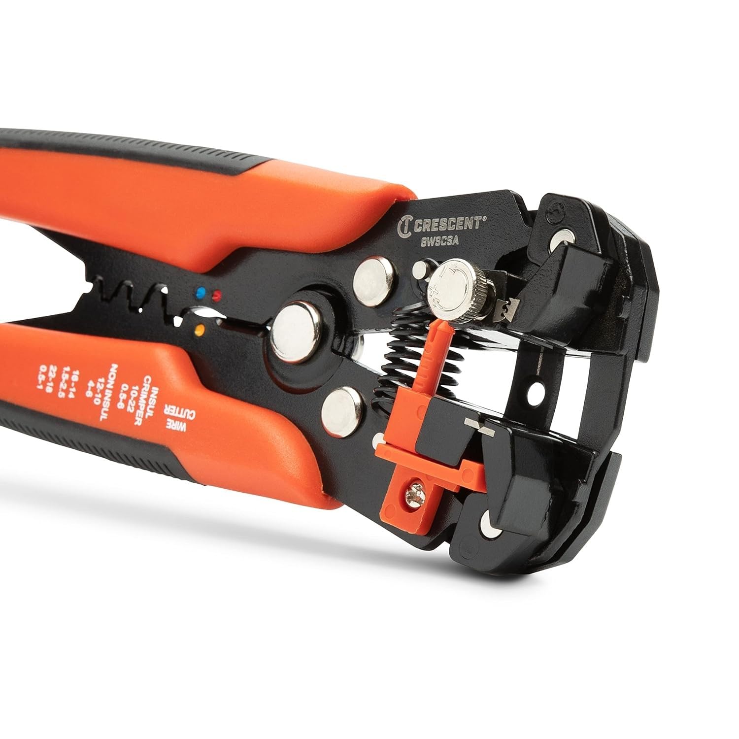 Self-Adjusting Crescent Wire Stripper & Cutter - Premium Hand Tool For Electricians - Includes Wire Crimper - 8" - 8WSCSA