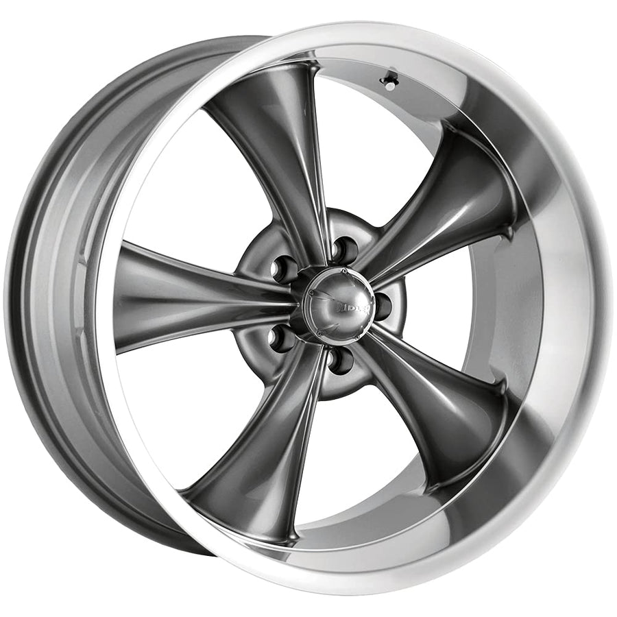 18x8 695, Bolt Pattern: 5x4.75/, Offset: 0, GREY W/MACHINED LIP, set of 1