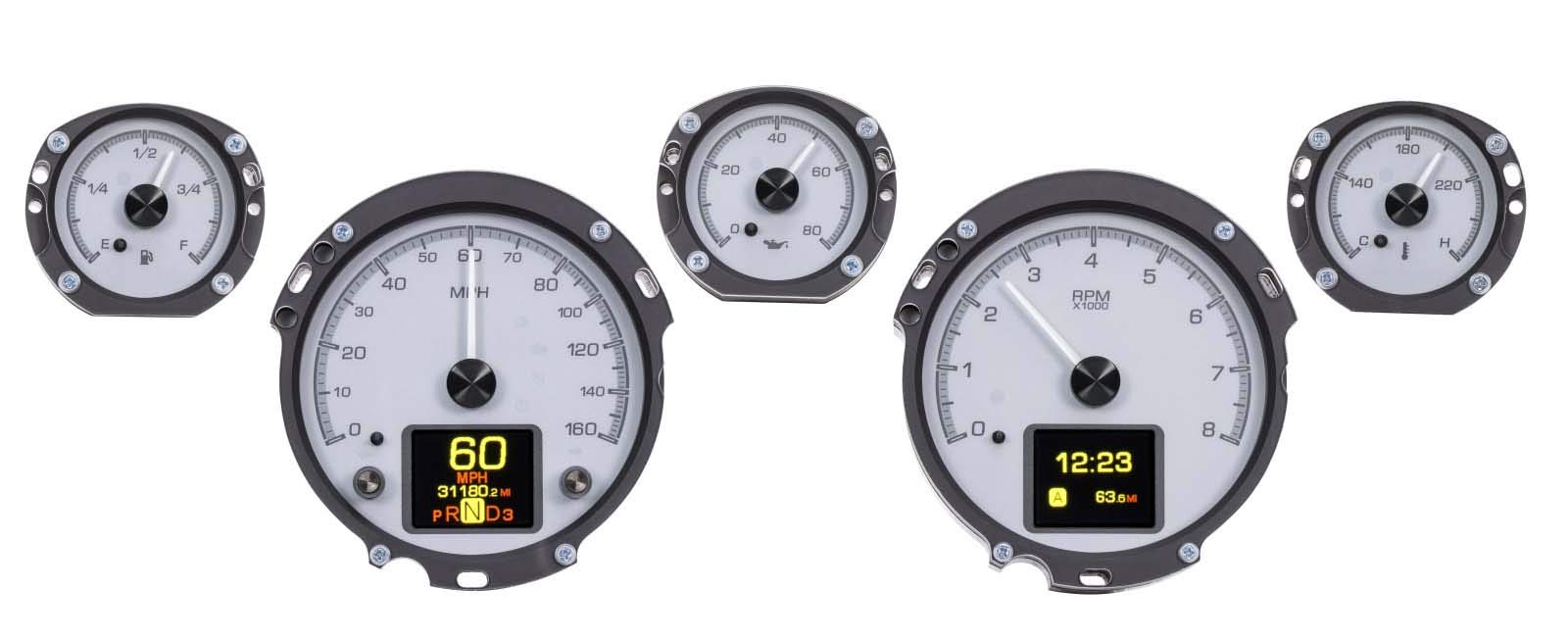 Customizable Dakota Digital Gauges Kit 67 68 Ford Mustang Silver HDX-67F-MUS-S