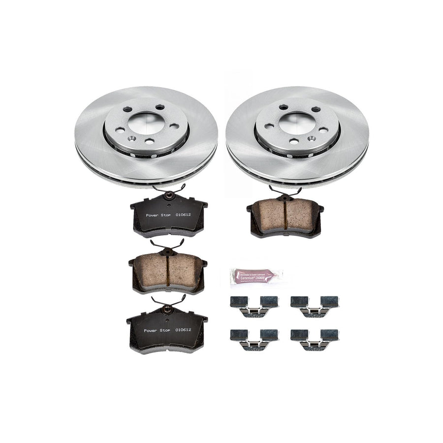 Power Stop KOE920 Rear Replacement Brake Kit-OE Brake Rotors & Ceramic Brake Pads For Audi TT Quattro, VW Golf, VW Jetta, Volkswagen [Model Specific]