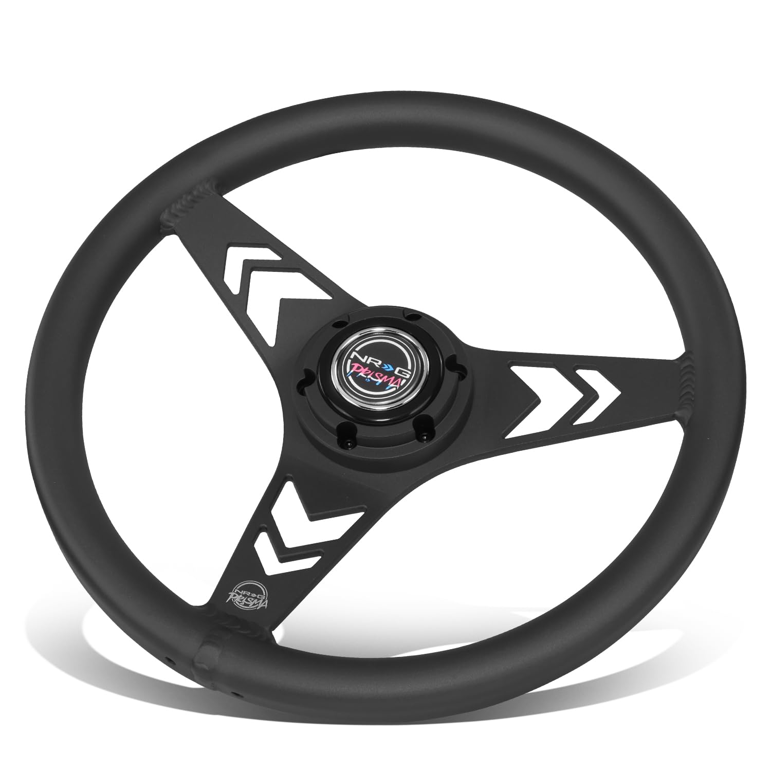 NRG Innovations All Aluminum NRG-RST-070-BK Steering Wheel 330mm - Arow Cutout- Ergonomic Grip- Anadized Black