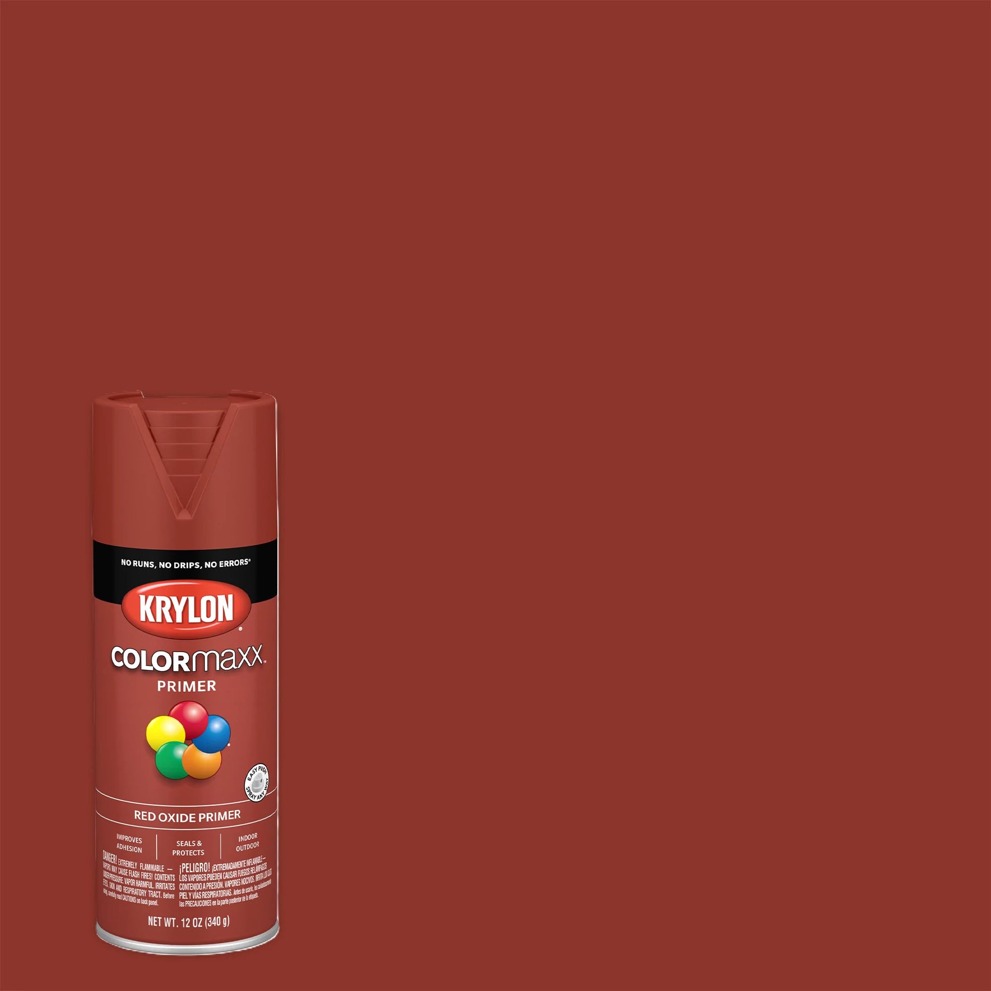 Krylon K05583007 Primer Spray Paint COLORmaxx for Indoor/Outdoor Use, Red Oxide 12 Ounce (Pack of 1)