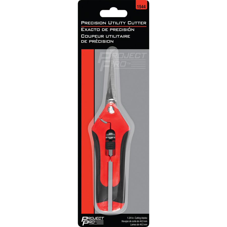 Precision Tool Performance 1544 Utility Cutter, Stainless Steel Blades, Spring-Loaded Handle, Locking Blades, Precision-Sharpened, Red