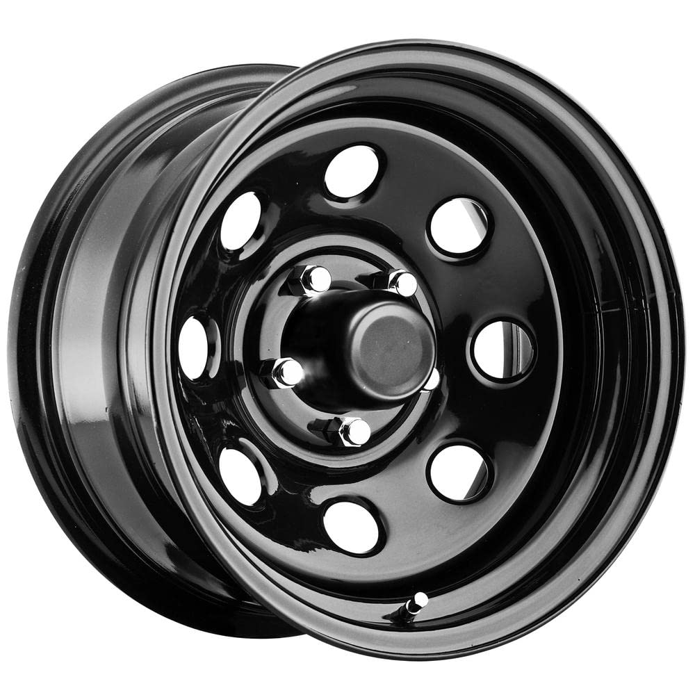 Pro Comp Rock Crawler Series 97 Steel Wheels 97-6873 Black Monster Mod Wheel Size 16x8 Bolt Pattern 5x5 Offset -6 Back Spacing 4.25 in. Gloss Black Rock Crawler Series 97 Black Monster Mod Wheel