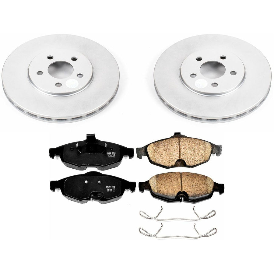 Power Stop CRK1684 Brake Rotor & Coated Ceramic Brake Pads- front For Chrysler Sebring 2001-2006, Dodge Stratus 2001-2006 [Model Specific]