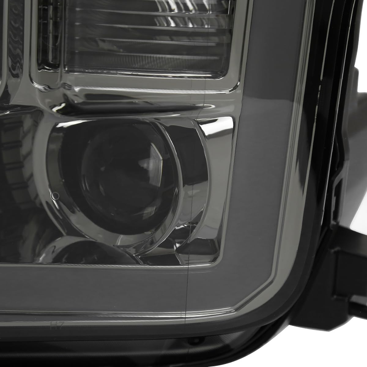 Smoke SPEC-D TUNING Projector Headlights w/LED Light Bar Compatible with 2015-2017 Ford F-150, Left + Right Pair Headlamps Assembly