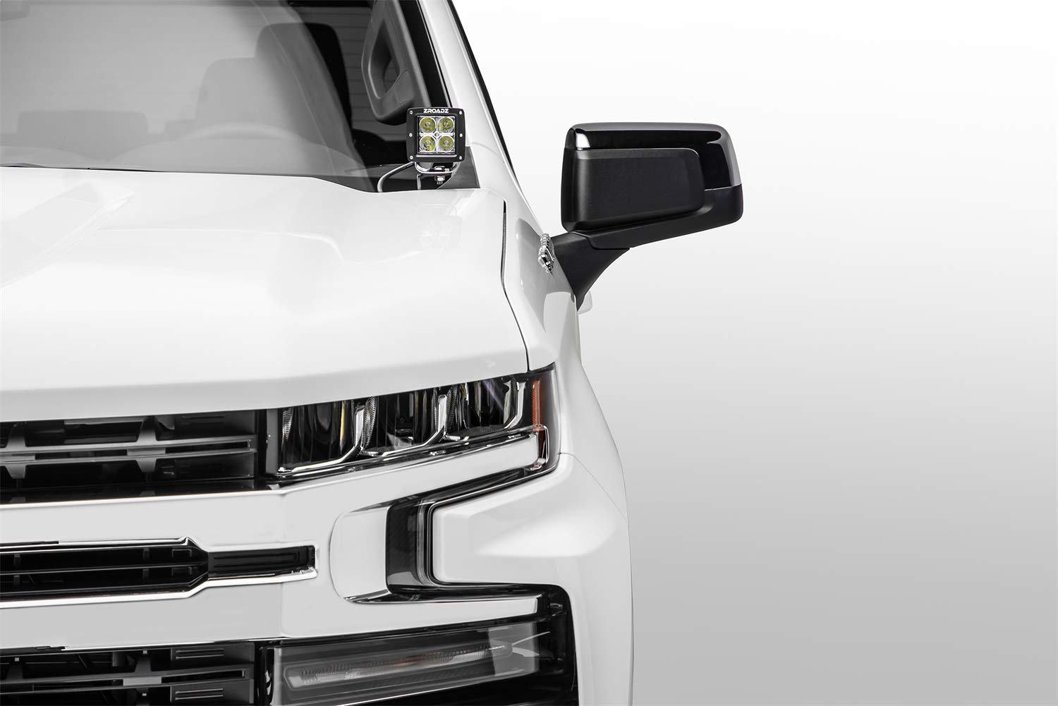ZROADZ LED Kit Ditch Hood Hinge - Compatible w/ 2019-2022 Chevy Silverado 1500 - Incl. (2) 3 Inch LED Pod Lights - Mild Steel Gloss Black Finish - Bolt-On Easy Installation - PN #Z362181-KIT2