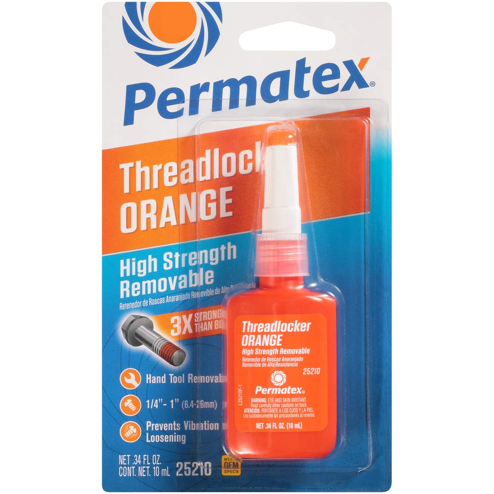 Permatex High Strength 25210 Removable Threadlocker Orange Liquid, 10 ml