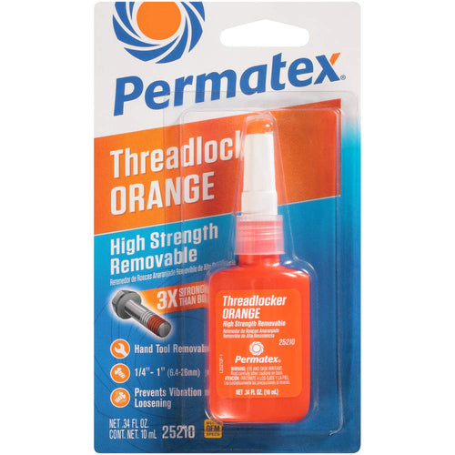 Permatex High Strength 25210 Removable Threadlocker Orange Liquid, 10 ml