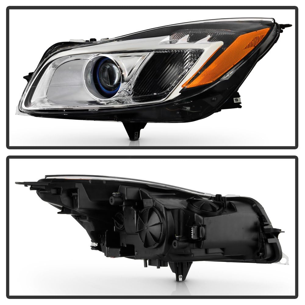 Buick Regal 11-13 Spyder (POE) HID w/LED DRL Blue Ring Projector Headlights - Low Beam-D1S(Not Included) ; High Beam-D1S(Not Included) ; Signal-PY21W(Included) - OE Left