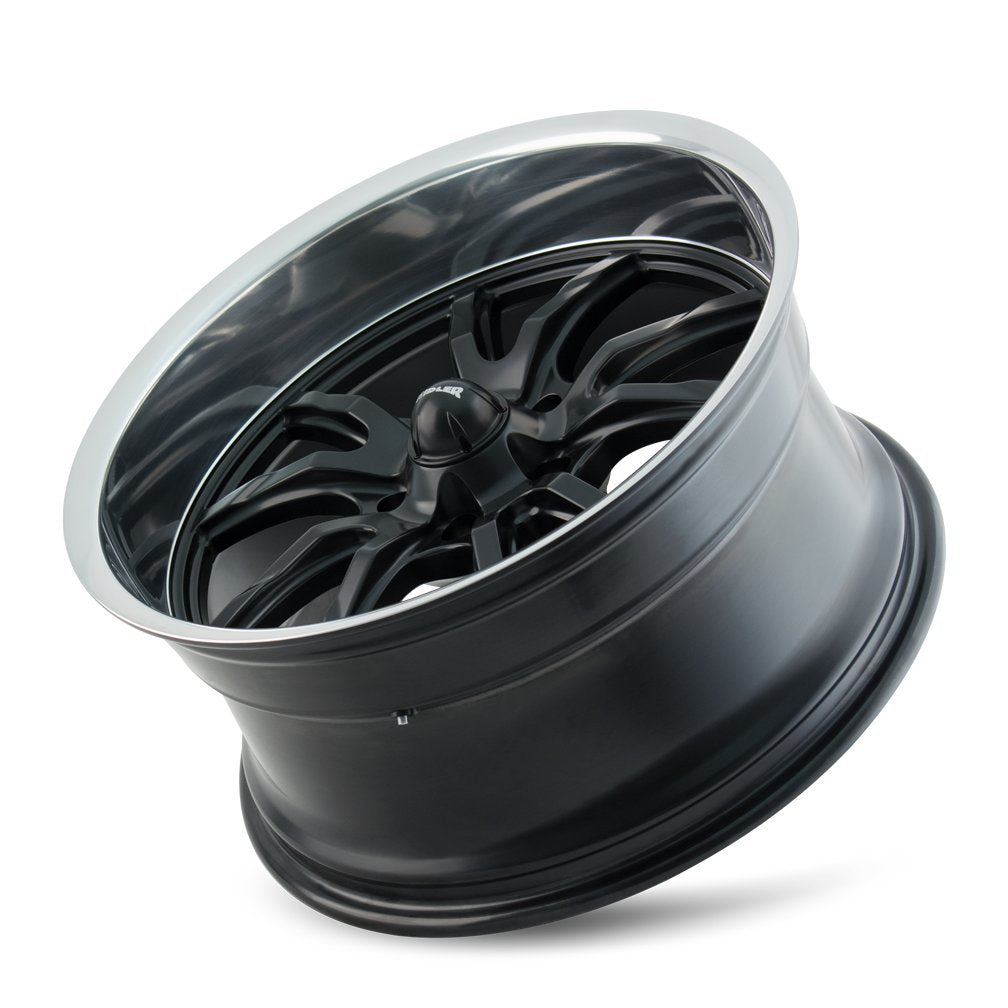 Matte Black/Polished Lip Ridler 650 Wheel with Painted Finish (20 x 8.5 inches /5 x 114 mm, 0 mm Offset)