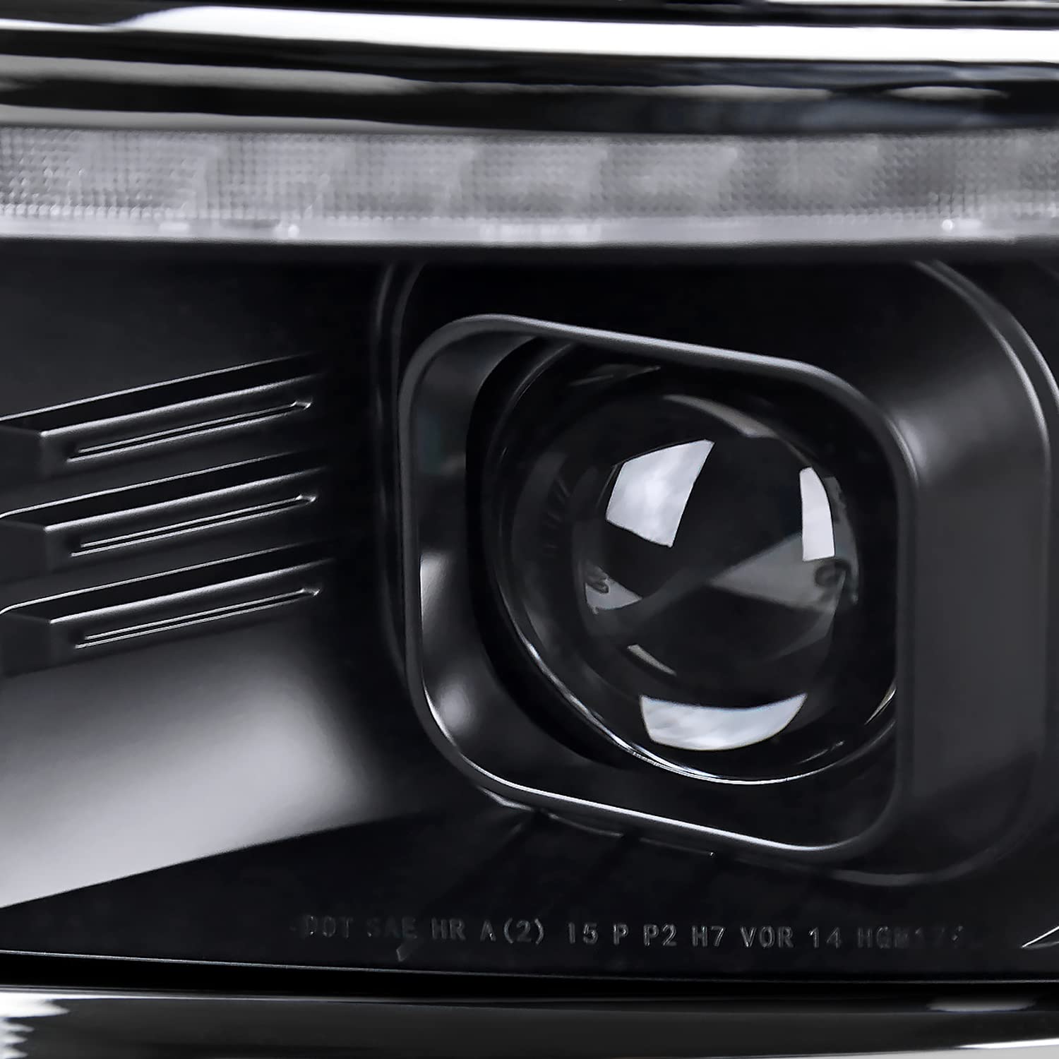 Black w/Silver Trim SPEC-D TUNING Projector Headlights w/Sequential Switchback LED Strip and Startup Animation Compatible with 2014-2015 Chevy Silverado 1500, Left + Right Pair Headlamps Assembly