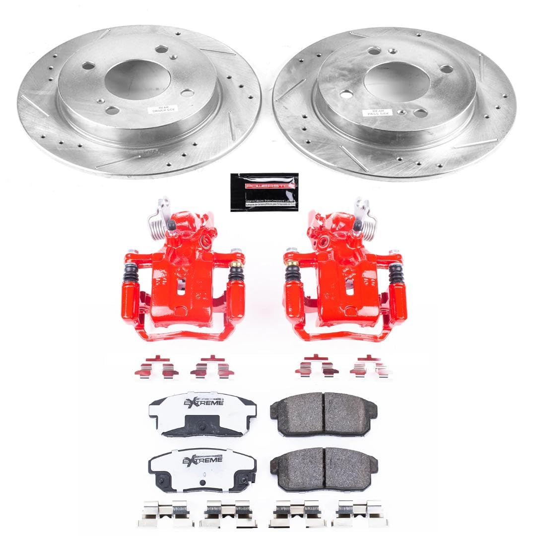Power Stop Z26 KC741A-26 Street Warrior Rear Caliper Kit-Drilled/Slotted Rotors, Brake Pads & Calipers For Nissan Sentra 2002-2006 [Model Specific]