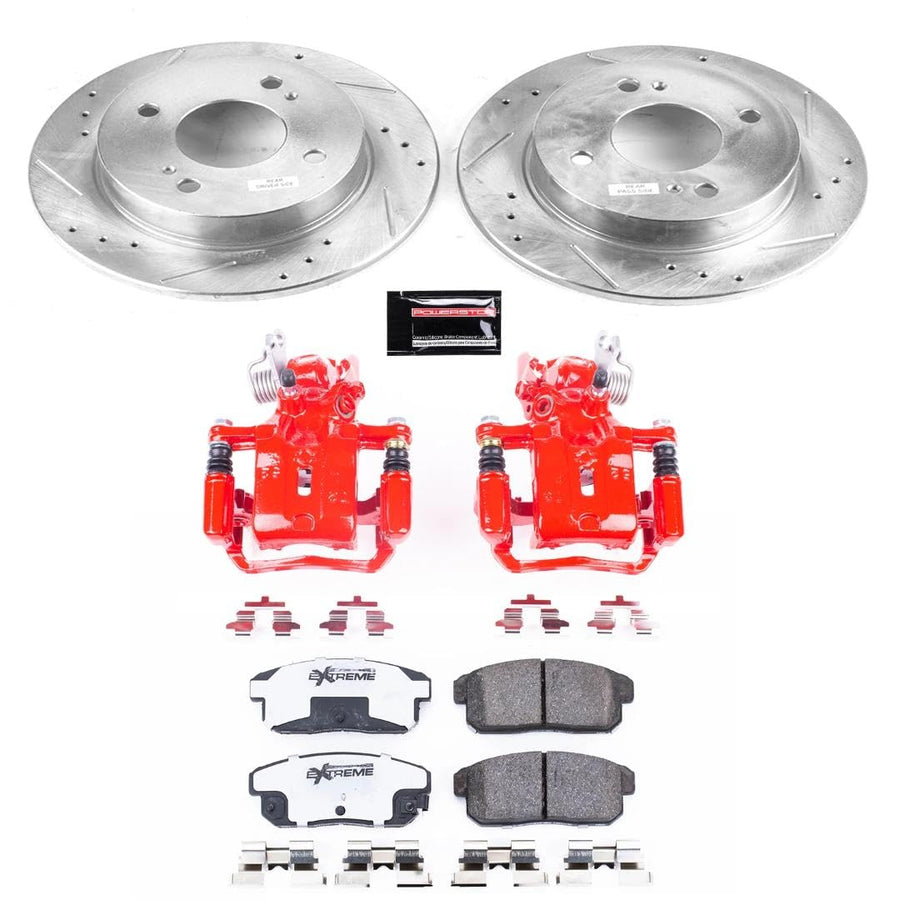 Power Stop Z26 KC741A-26 Street Warrior Rear Caliper Kit-Drilled/Slotted Rotors, Brake Pads & Calipers For Nissan Sentra 2002-2006 [Model Specific]