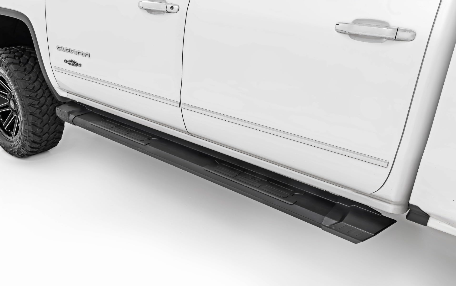 Rough Country HD2 Running Boards for GMC Sierra & Chevy Silverado 1500 (2007-2018) Crew Cab - 5" Wide Non-Slip Step, Easy Bolt-on Install