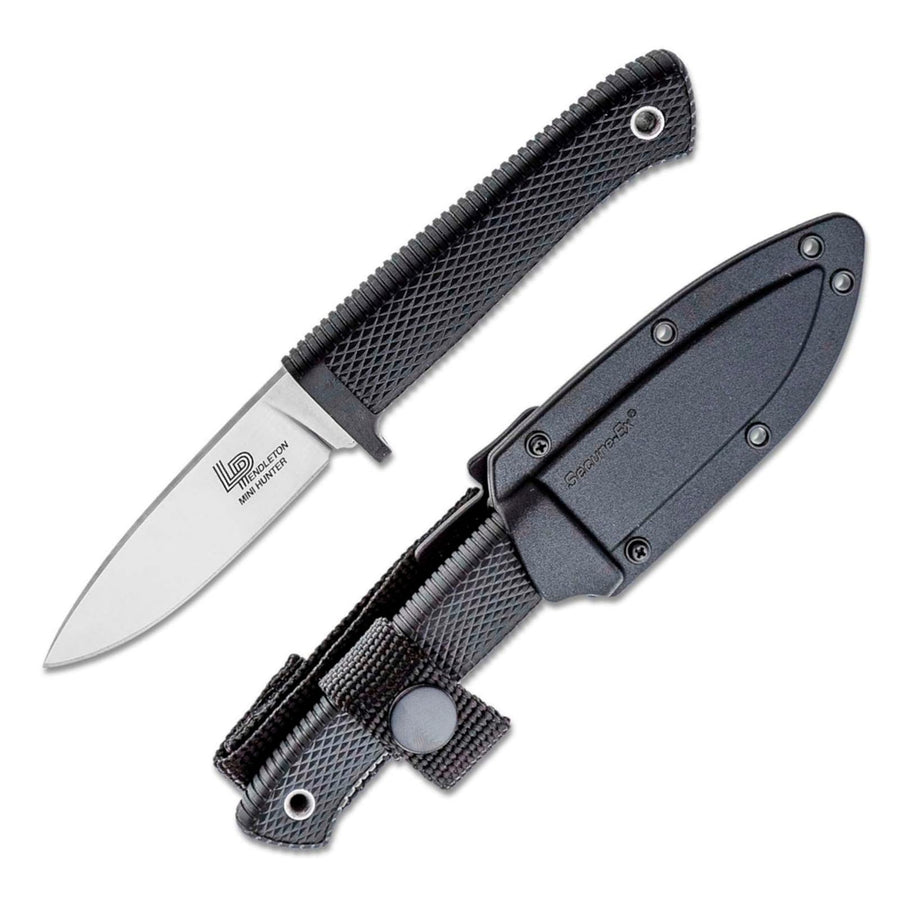 Pendleton Mini Hunter COLD STEEL Compact Lightweight 3-Inch 3V Steel Fixed Blade Hunting Knife Ergonomic Kray-Ex Handle, Resistant Secure-Ex Sheath