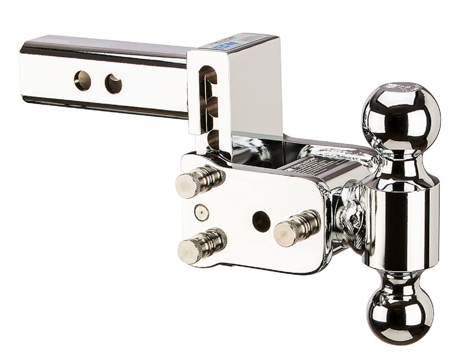 B&W Trailer Hitches Adjustable Chrome Tow & Stow Trailer Hitch Ball Mount - Fits 2" Receiver, Dual Ball (2" x 2-5/16"), 3" Drop, 10,000 GTW - TS10033C