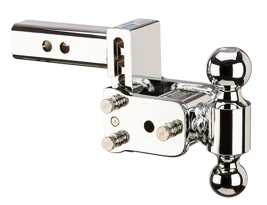 B&W Trailer Hitches Adjustable Chrome Tow & Stow Trailer Hitch Ball Mount - Fits 2" Receiver, Dual Ball (2" x 2-5/16"), 3" Drop, 10,000 GTW - TS10033C