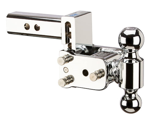 B&W Trailer Hitches Adjustable Chrome Tow & Stow Trailer Hitch Ball Mount - Fits 2" Receiver, Dual Ball (2" x 2-5/16"), 3" Drop, 10,000 GTW - TS10033C