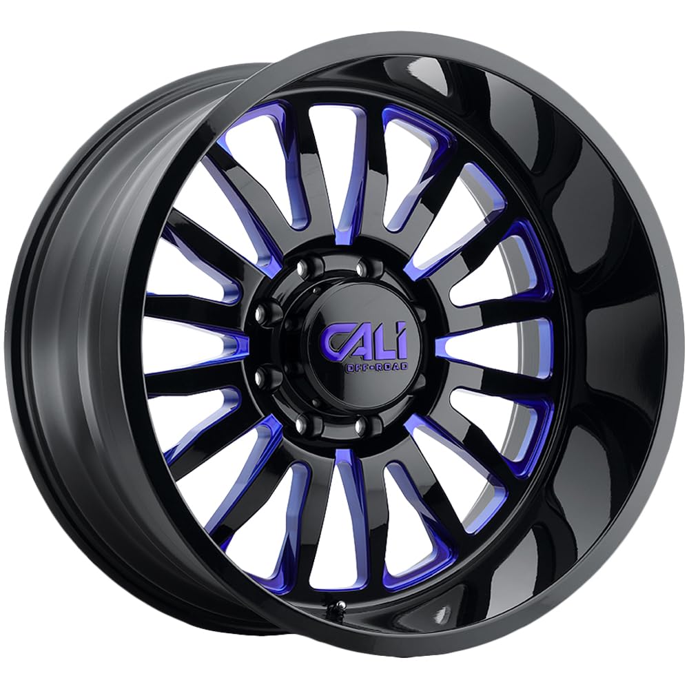 9110-2283BTB CALI OFF-ROAD Summit 9110 Gloss Black/Blue Milled Spokes 20X12 6-139.7 -51mm 106mm