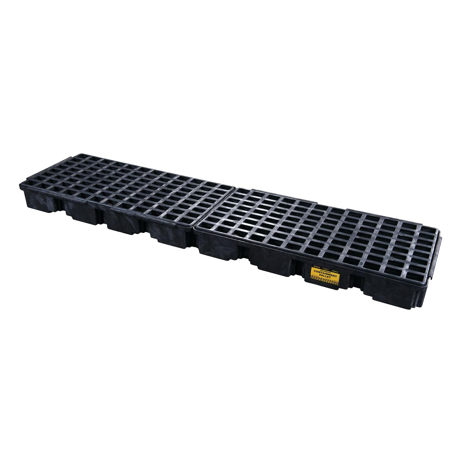 4 Eagle Drum Spill Platform with Forklift Pockets, 103.5"x26.5"x6.5", 60.5 Gallon Sump, 10,000 lbs. Load Capacity Containment Tray, Made in USA, Black, 1647B