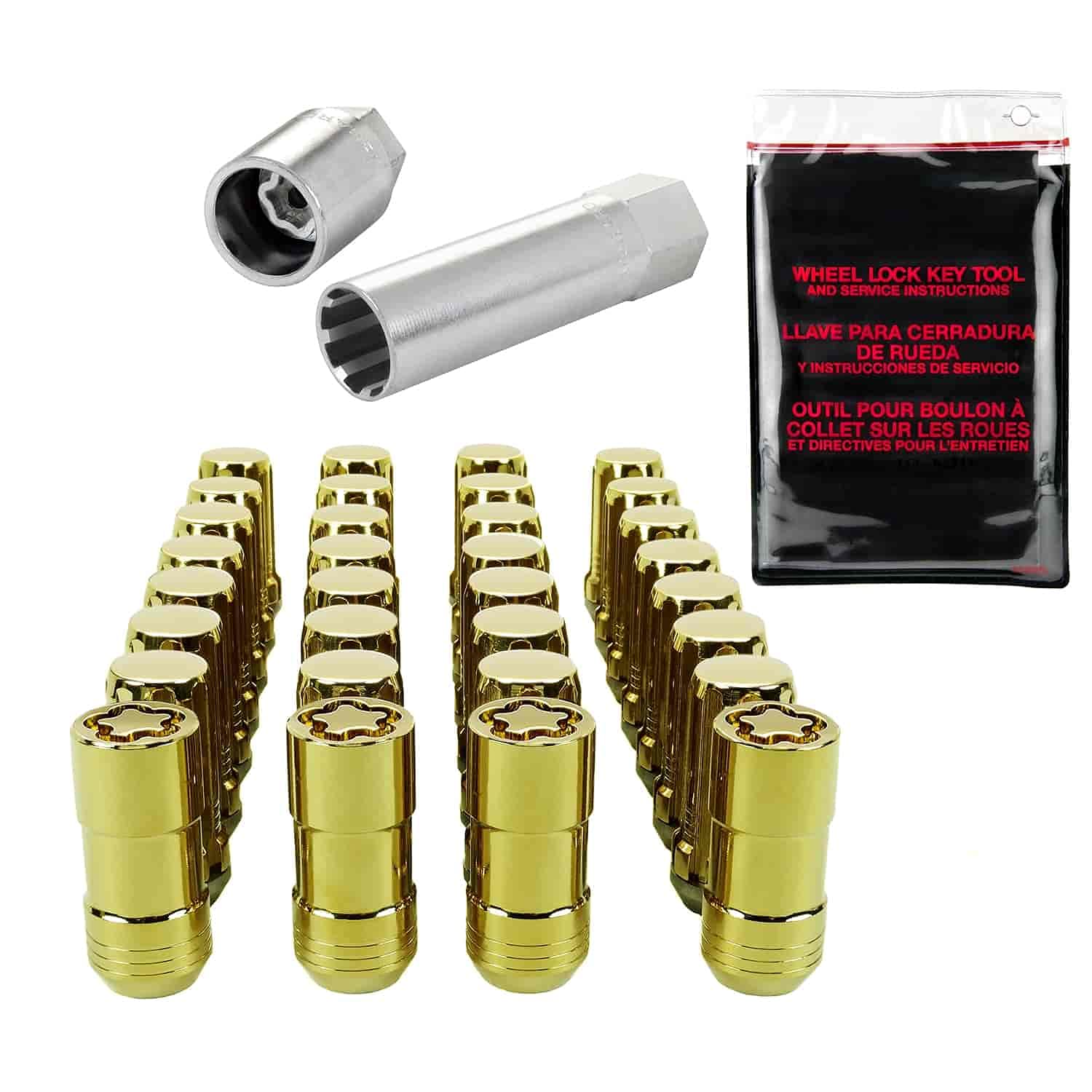SplineDrive McGard 65810GD Chrome/Gold Wheel Installation Kit (M14 x 1.5 Thread Size) - for 8 Lug Wheels