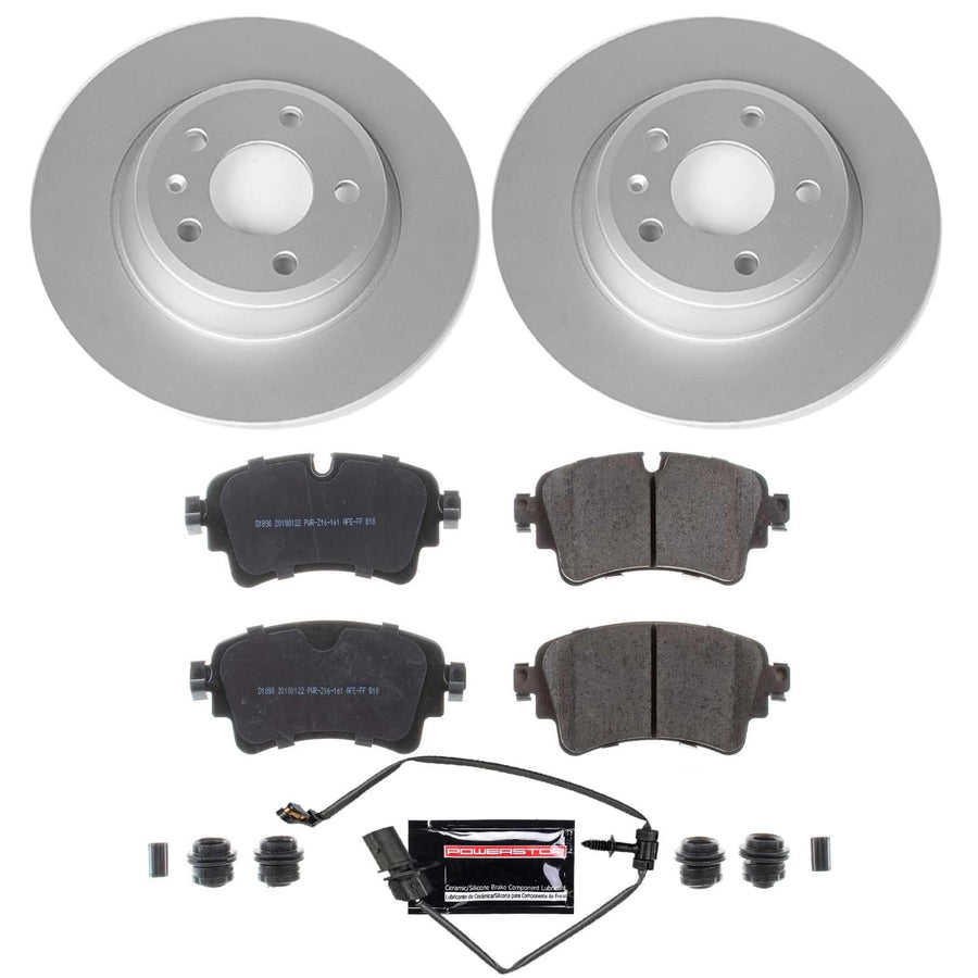 Power Stop Z23 Evolution CRK8091 Coated Rotor Rear Brake Kit- Coated Brake Rotors and Carbon-Fiber Ceramic Brake Pads For Audi A4 2017-2020 [Model Specific]