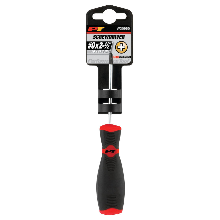 W30960 Performance Tool Black & Red Phillips Screwdriver, 0 X 2-1/2