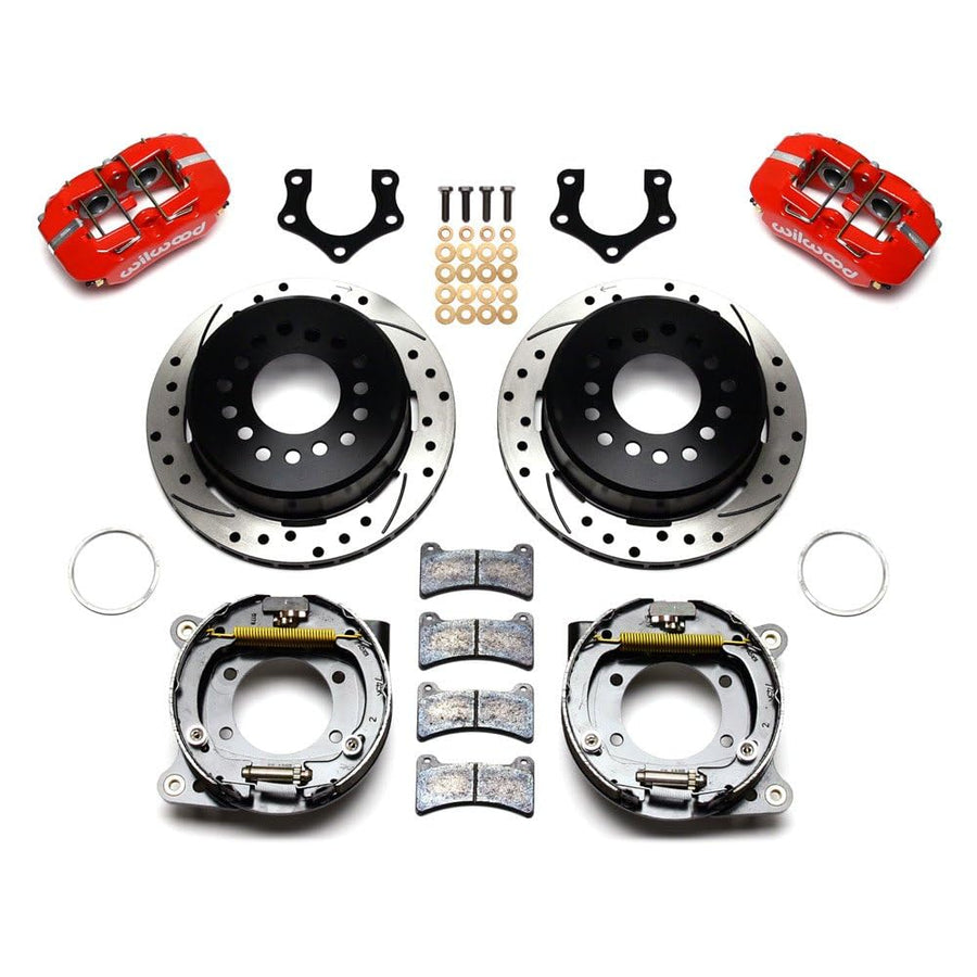 140-11395-DR WILWOOD FDP-LP 11.00" P-Brake Kit,Drill-Red Mopar/Dana 2.36" Off, w/Snap Ring Brng