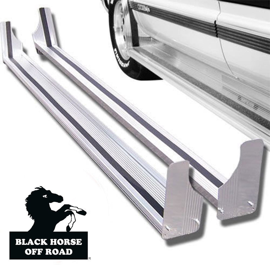 Commercial Black Horse Running Boards Aluminum Compatible with 97-14 Express/Savana 1500-2500-3500|92-15 Ford E/Econoline-RUN102SS