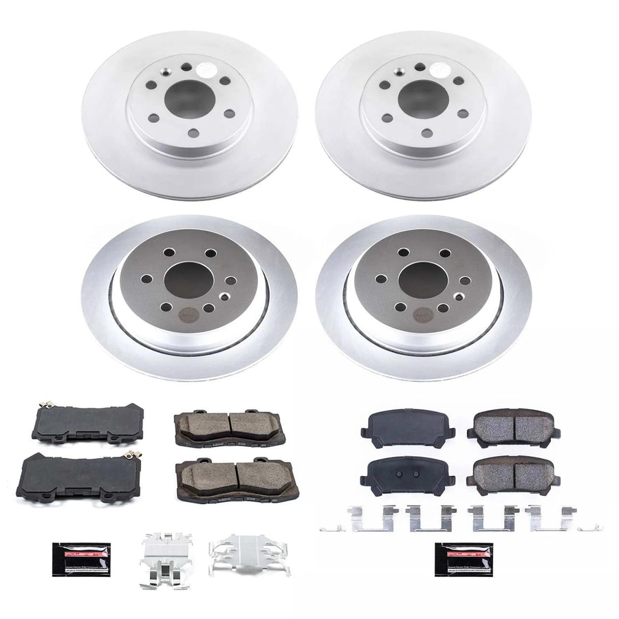 Power Stop CRK7228 Brake Rotor Coated and Ceramic Brake Pads- Front & Rear For Chevrolet Colorado 2015-2020, GMC Canyon 2015-2020 [Model Specific]