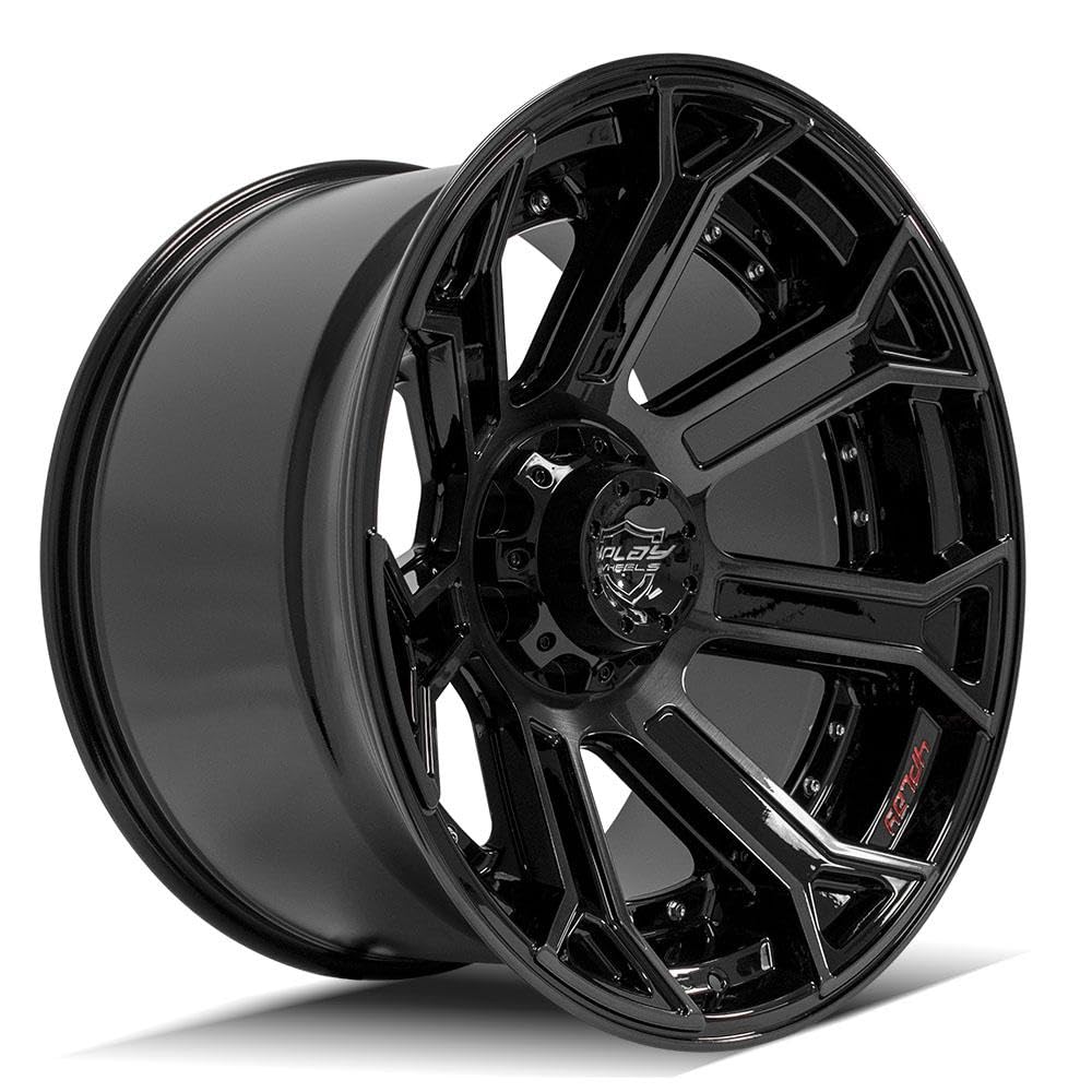 4PLAY Wheels 22 Inch 4P70 Rim Fits 6x135 & 6x139.7 22x12 Gloss Black Brushed with Tinted Clear (1)