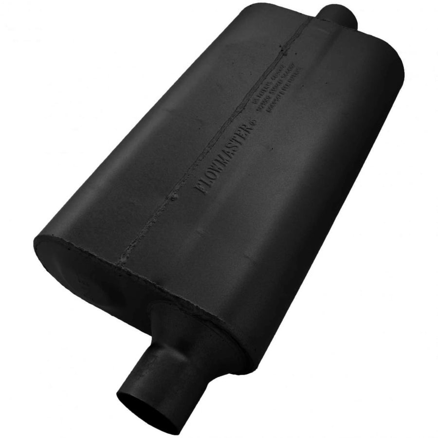50 Series Flowmaster Delta Flow® Chambered Muffler – 2.25”- Offset In/Center Out – Moderate Sound – 16-Gauge Aluminized Steel – Perfect for daily-driven Performance Vehicles & Passenger Cars, 942451