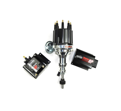 HP03 Pertronix Bundle Digital HP Ignition Box (Ford SB Mag Trigger Billet Distributor Black Male Cap, HP E-core 45,000 Volt .02 Ohms Coil), 1 Pack