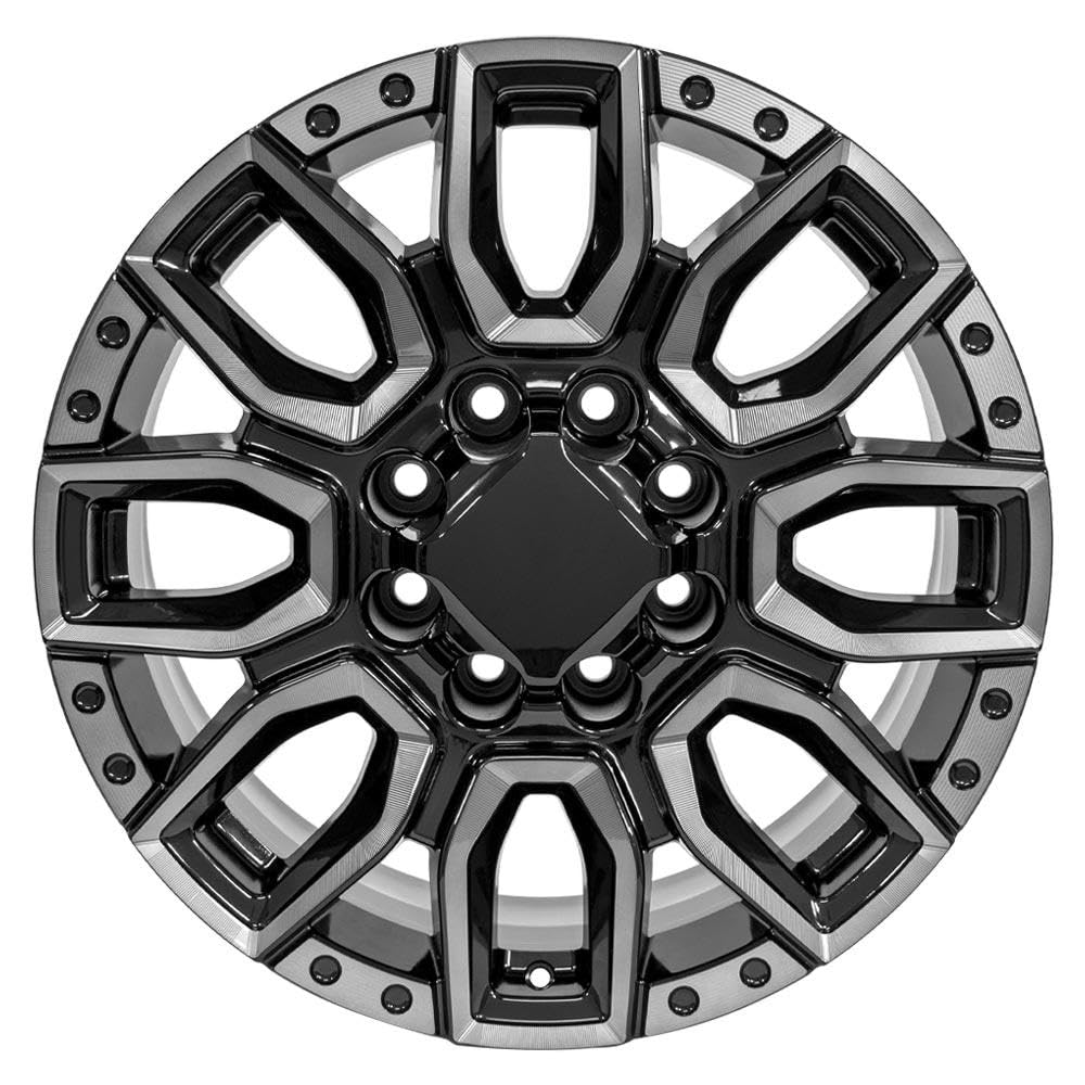 CV97A-20085-8650-12BMT: OE Wheels 20" Replica Wheel Cv97A Fits Gmc Sierra 2500/3500 20X8.5 Black Milled Edge With Tinted Clear Wheel