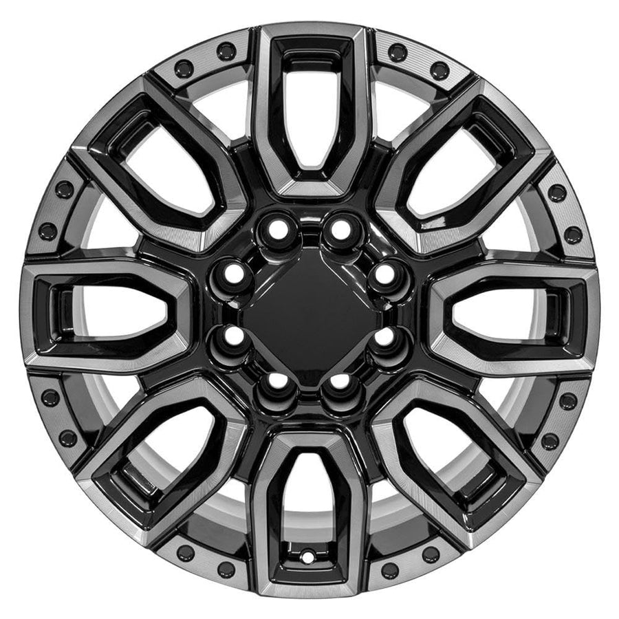 CV97A-20085-8650-12BMT: OE Wheels 20" Replica Wheel Cv97A Fits Gmc Sierra 2500/3500 20X8.5 Black Milled Edge With Tinted Clear Wheel