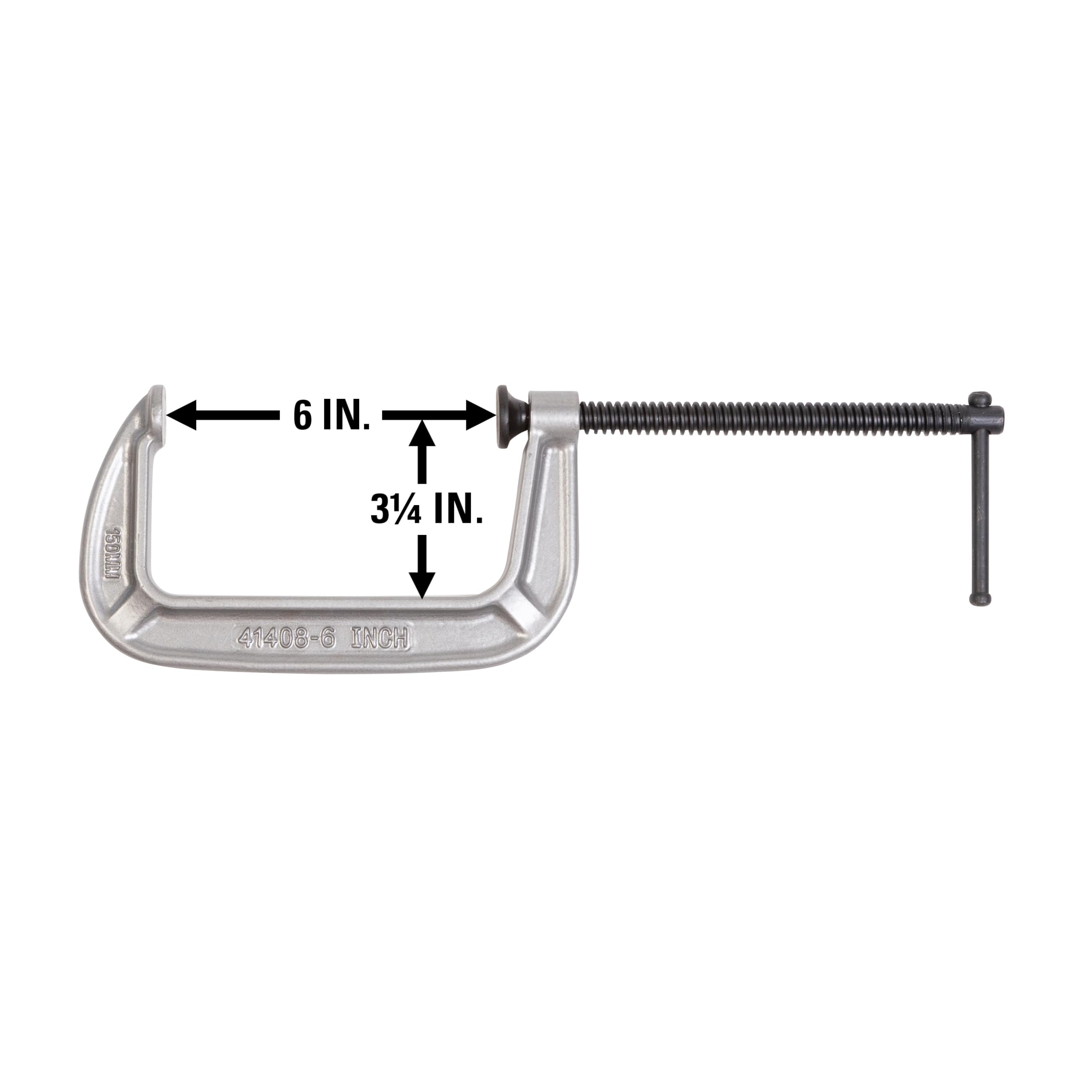 Wilton 6" C-Clamp, Opening, 3-1/4" Throat, 1400 Lbs. Clamping Force (Model 146C)