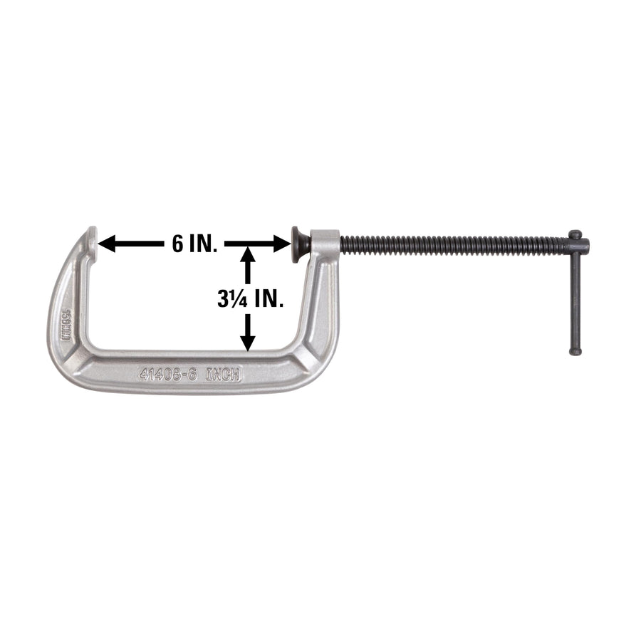 Wilton 6" C-Clamp, Opening, 3-1/4" Throat, 1400 Lbs. Clamping Force (Model 146C)