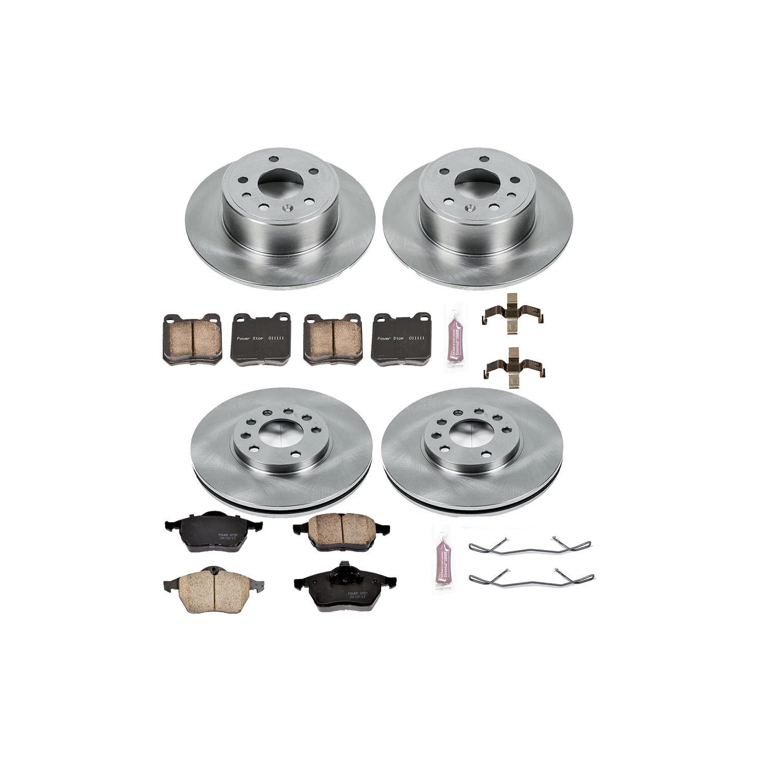 Power Stop Autospecialty KOE833 Front and Rear Replacement Brake Kit-OE Brake Rotors & Ceramic Brake Pads For Saab 900 1997-1998 [Model Specific]