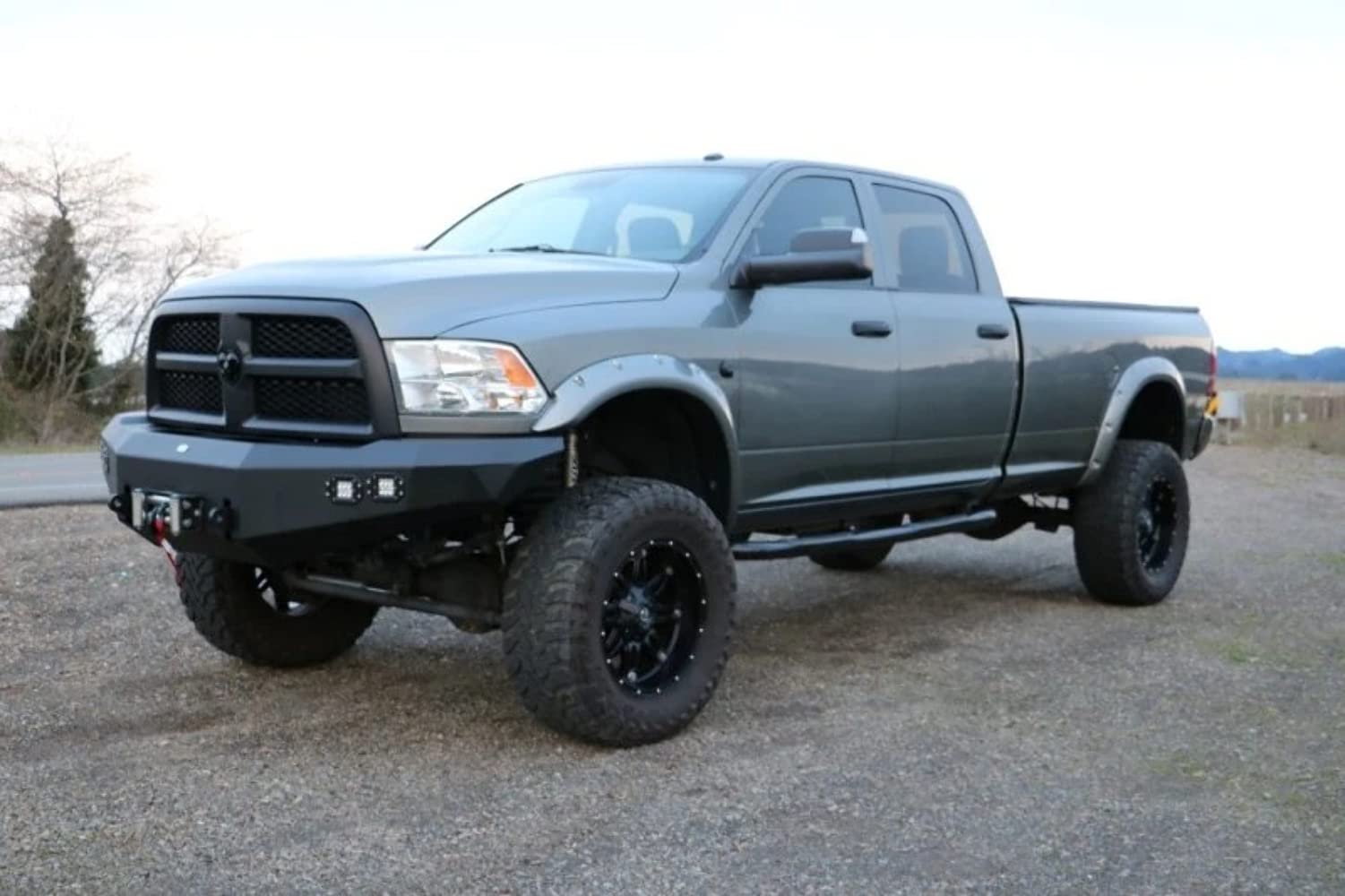 FBDR2-02 | DV8 Offroad | Front Bumper fits 2010-2018 RAM 2500/3500 Trucks | 3pc Modular Construction | Integrated Winch Mount | LED Lights Included