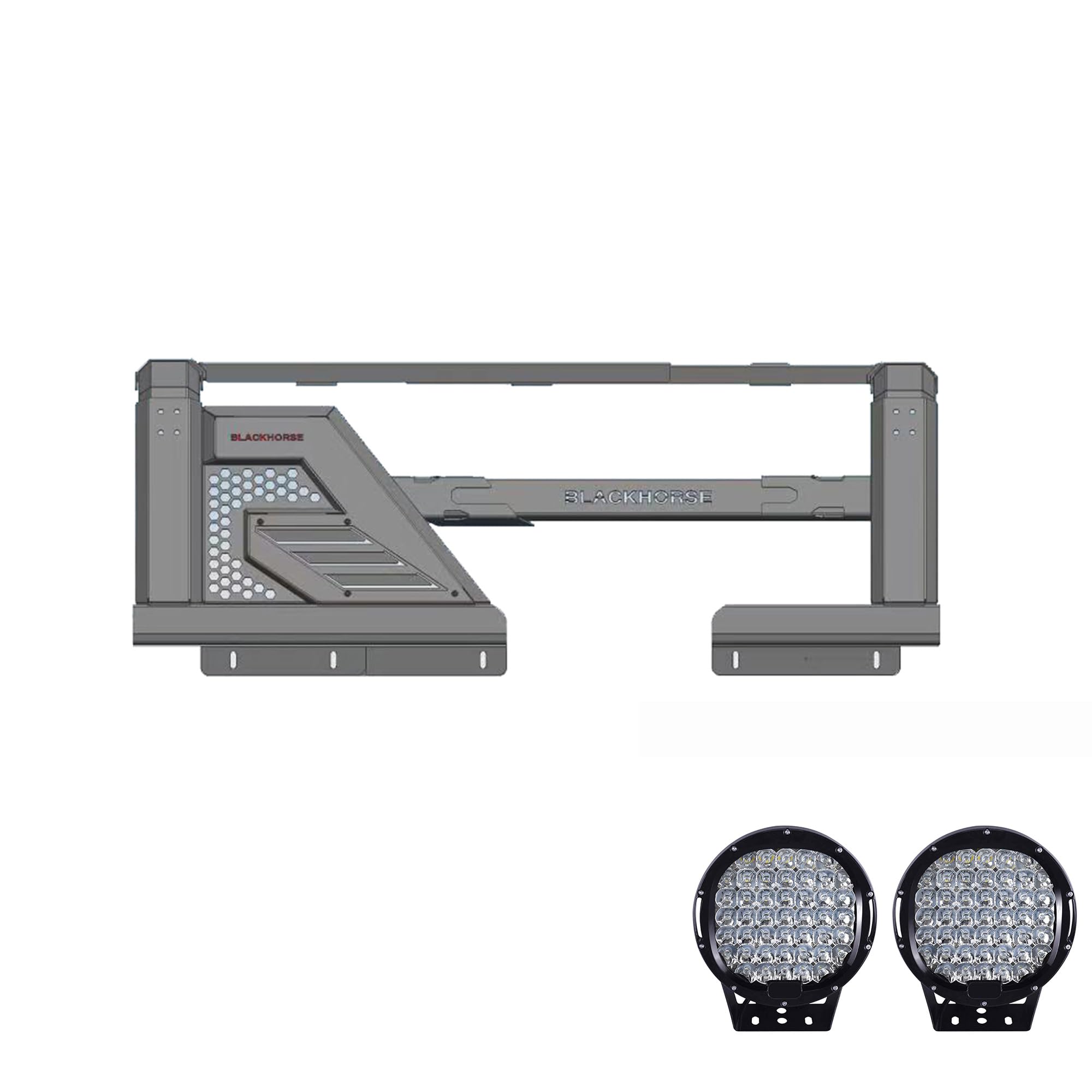 Armour II Black Horse Roll Bar W/Overland Kit Black Compatible with 14-22 Chevy Silverado 1500|14-24 GMC Sierra 1500|15-24 Ford F-150|15-24 Ram 1500|07-24 Tundra-AR2-01BOV1-PL69B