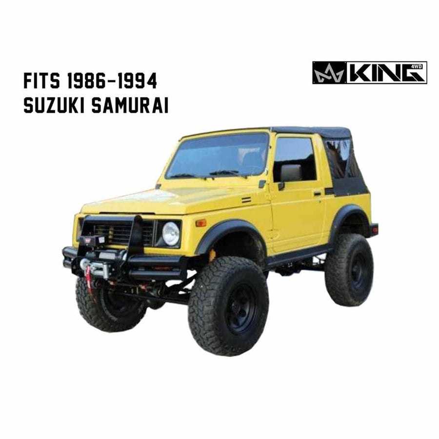 4WD King Premium Replacement Soft Top - Black Diamond Material with 31% Tinted Windows - Suitable for Suzuki Samurai 1986-1994 - Requires Factory Original Soft Top Hardware