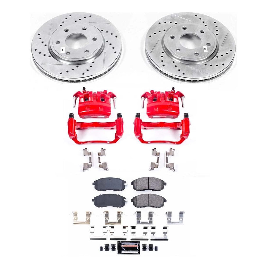 Power Stop Z23 KC8324, Front Brake Caliper Kit-Drilled/Slotted Rotors, Carbon Ceramic Pads, Calipers For Nissan Frontier 2016-2019 [Model Specific]