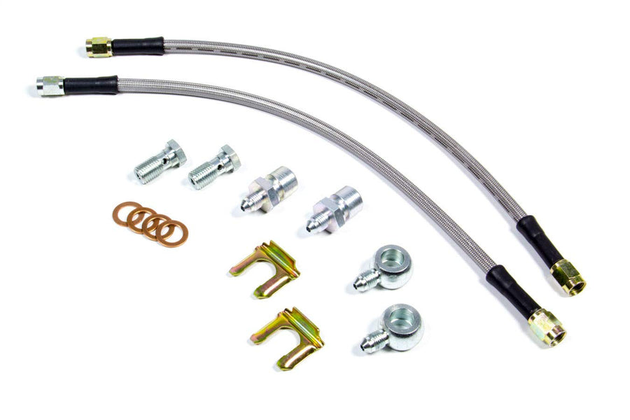 Wilwood Brake Hose Kit, 14 in Flexline, DOT Approved, 3 AN Hose, 3 AN Straight Inlet, 3 AN Straight Outlet, Fittings Included, Braided Stainless, Rear, D52 Caliper, Various Applications, Kit