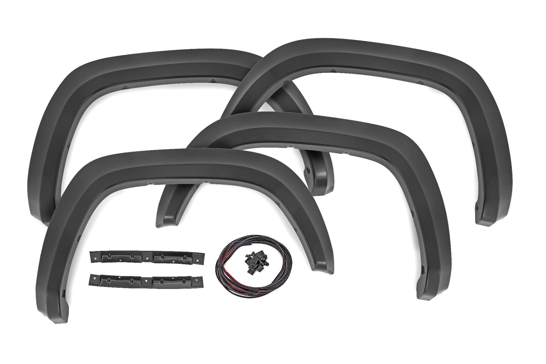 Sport Style Rough Country Fender Flares for Toyota Tacoma (2016-2023) - Durable ABS Flares, 1" Coverage, No-Drill Install, UV-Protected Flat Black Finish