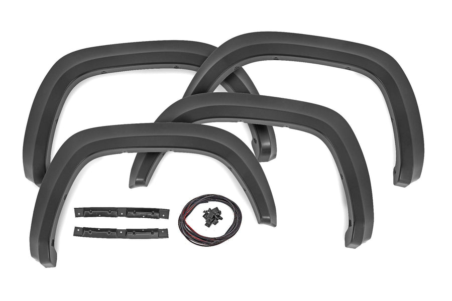 Sport Style Rough Country Fender Flares for Toyota Tacoma (2016-2023) - Durable ABS Flares, 1" Coverage, No-Drill Install, UV-Protected Flat Black Finish