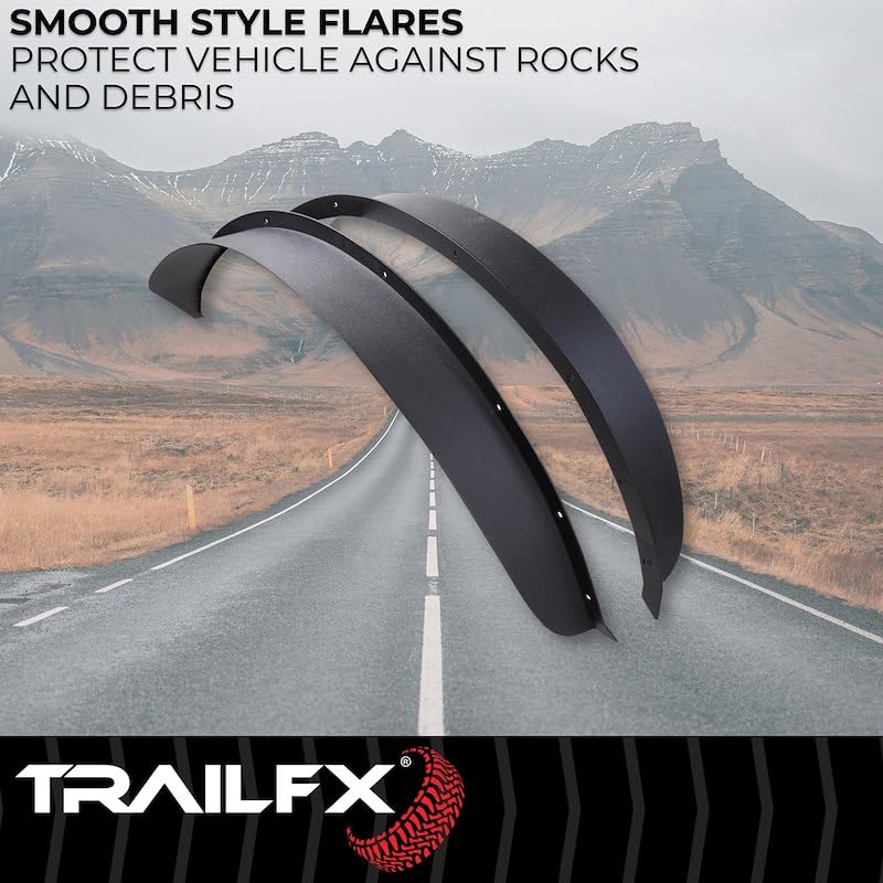 Fender Flares Trailfx for Ford Bronco 4 Door 2021-2025 Bolt-On 4.5 Inch Tire Coverage Matte Black Powder Coated Steel Set of 2 Flat Style BR006T