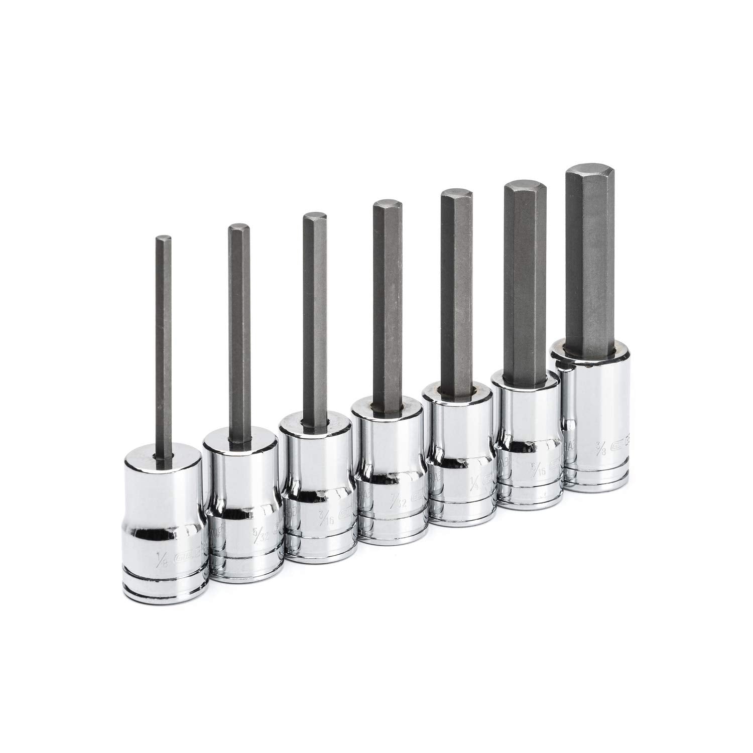 7 Pc. GEARWRENCH 3/8" Drive Mid-Length Hex Bit Socket Set, SAE - 82529