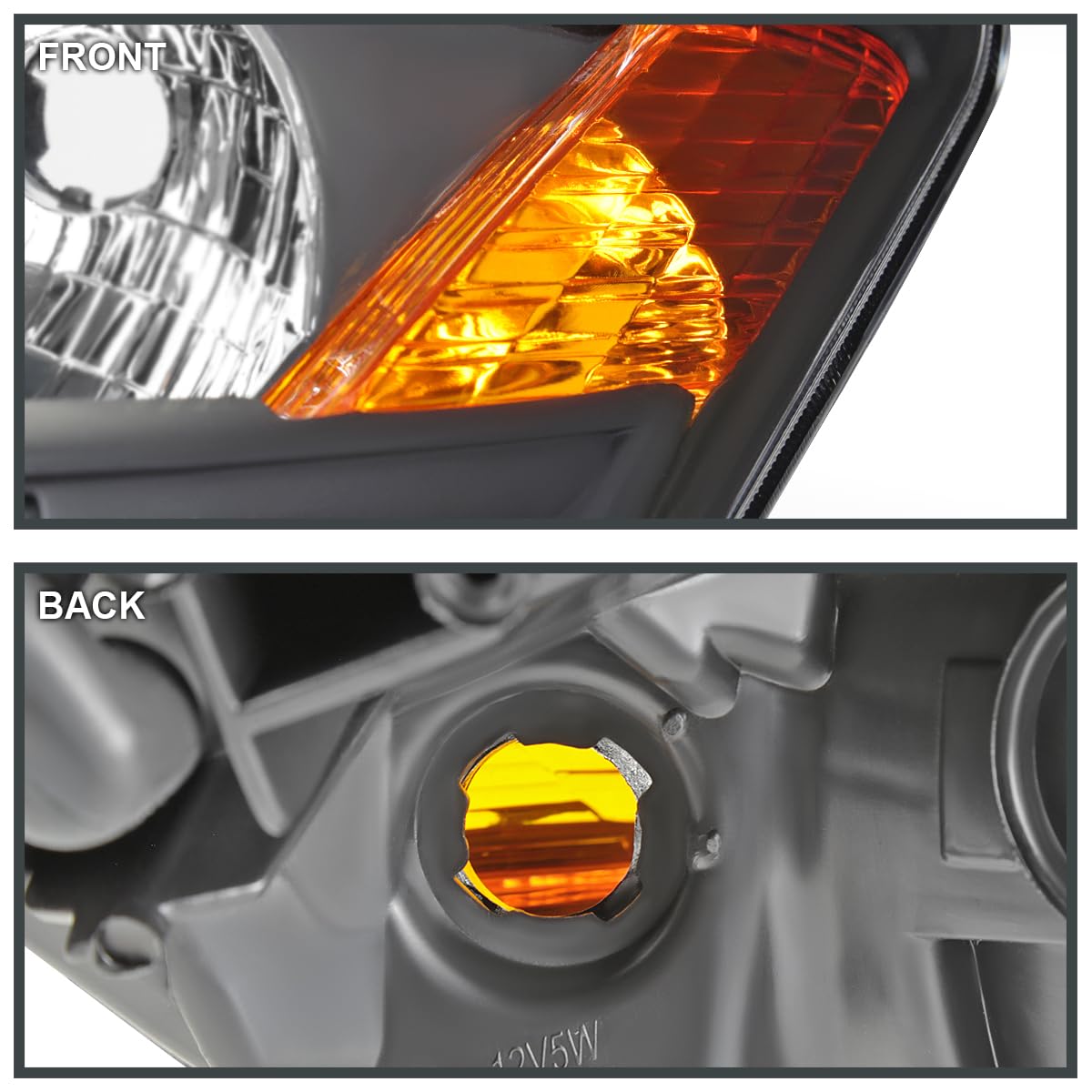 Black Headlights SPEC-D TUNING Compatible with 2006-2009 Toyota Prius, Left + Right Pair Headlamp Assembly