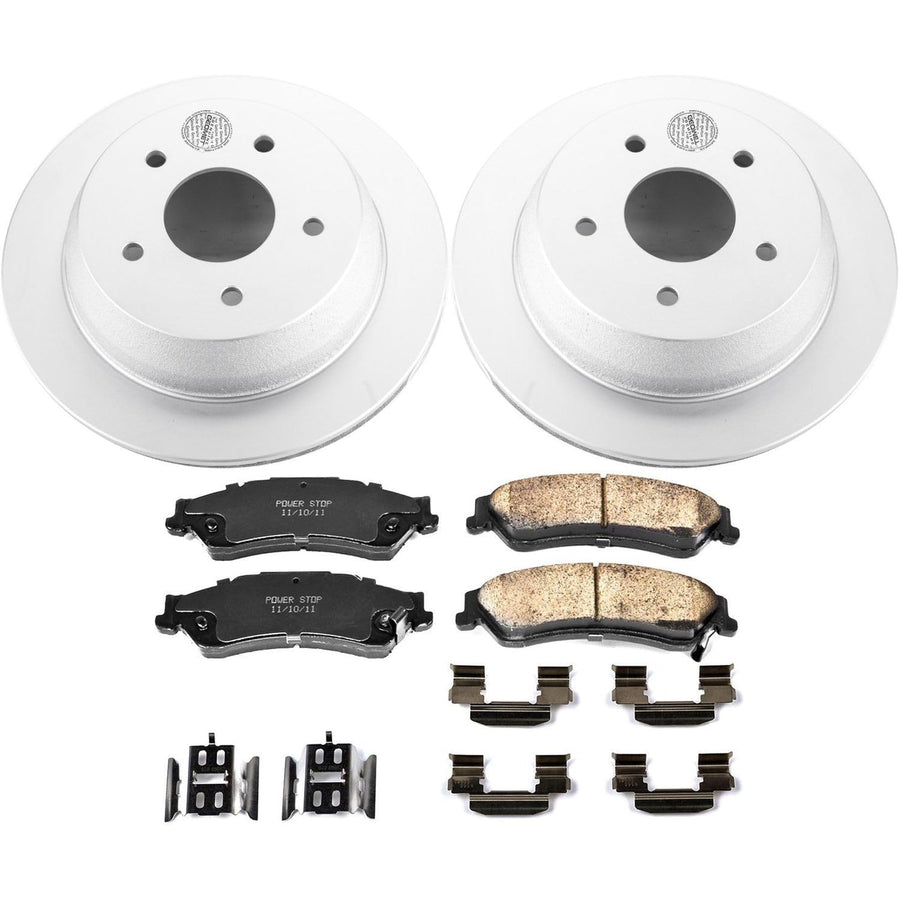 Power Stop Coated Brake Rotor and CRK2008 Ceramic Brake Pads- Rear For Chevrolet Blazer 1998-2005, Chevrolet S10 2003, GMC Jimmy 1998-2001, GMC Sonoma 2003 [Model Specific]
